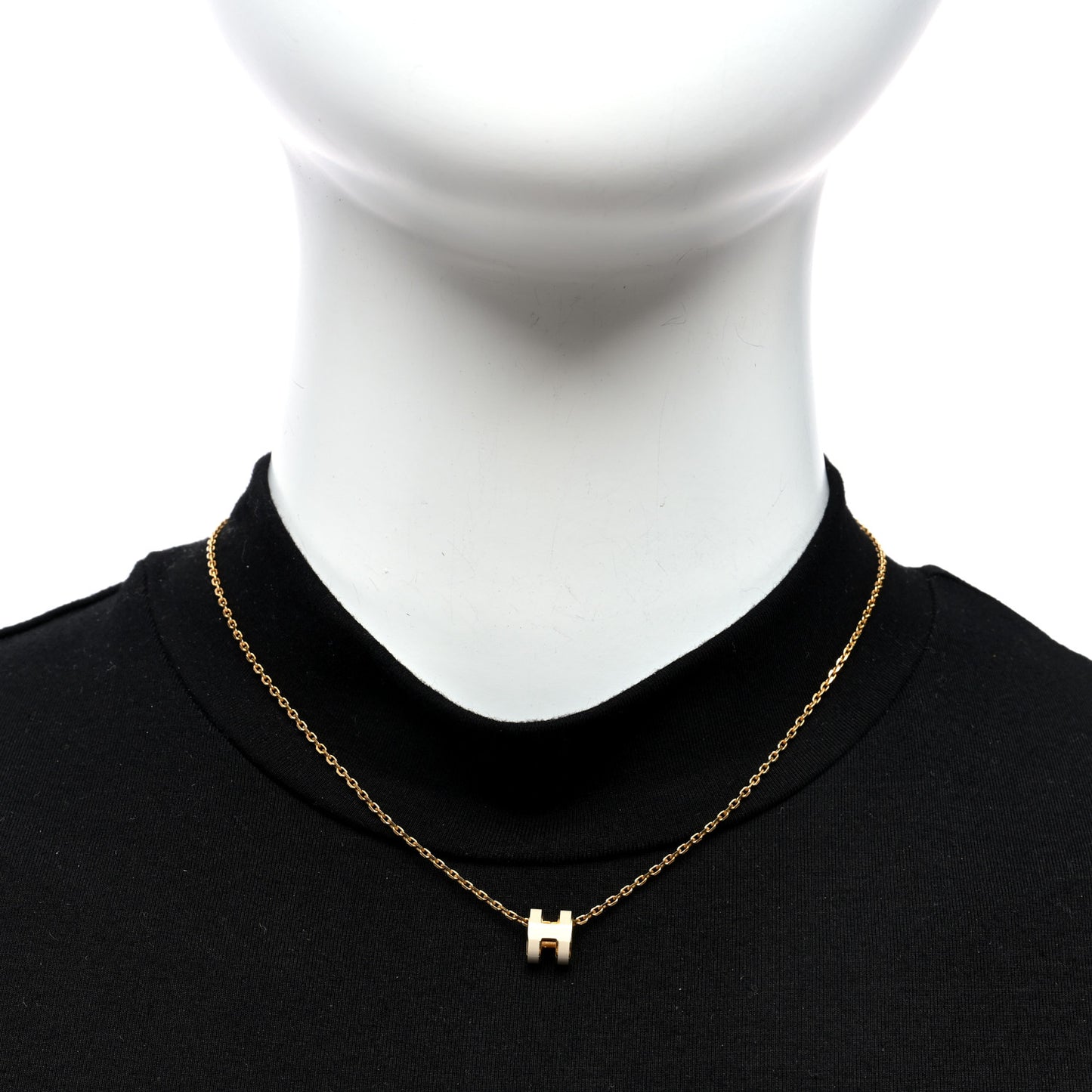 Lacquered Gold Mini Pop H Pendant Necklace Marron Glace