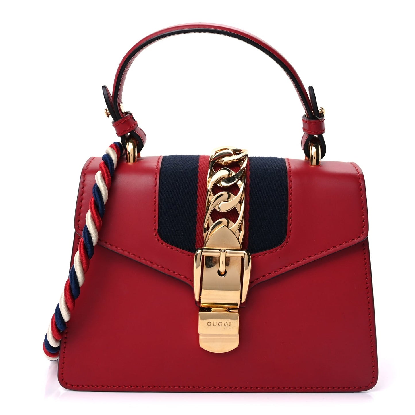 Calfskin Mini Sylvie Top Handle Bag Hibiscus Red