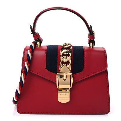 Gucci Calfskin Mini Sylvie Top Handle Bag Hibiscus Red 2 of 9