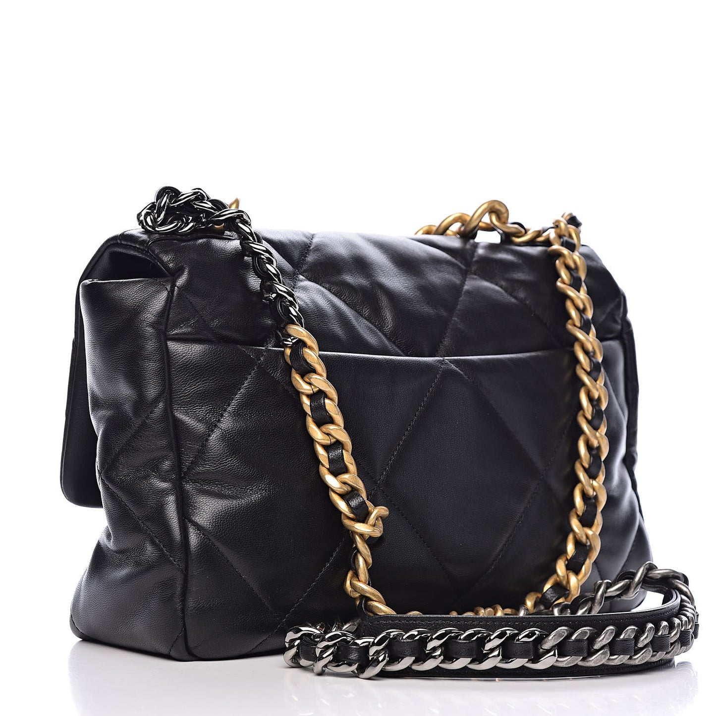 Goatskin Quilted Large 19 Flap Black