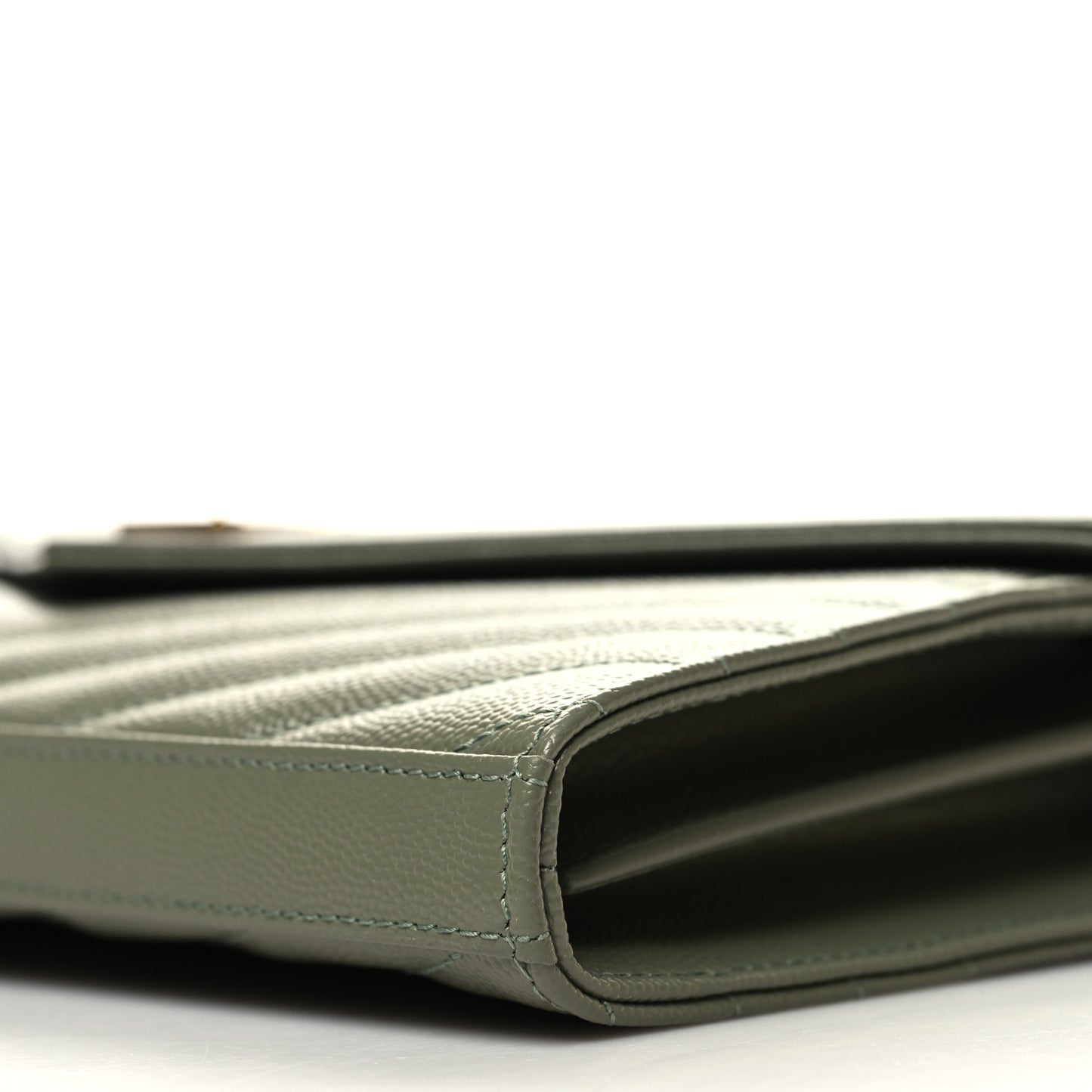 Grain De Poudre Matelasse Chevron Monogram Chain Wallet Light Sage