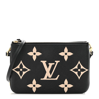 Louis Vuitton Empreinte Monogram Giant Double Zip Pochette Black Cream 1 of 12