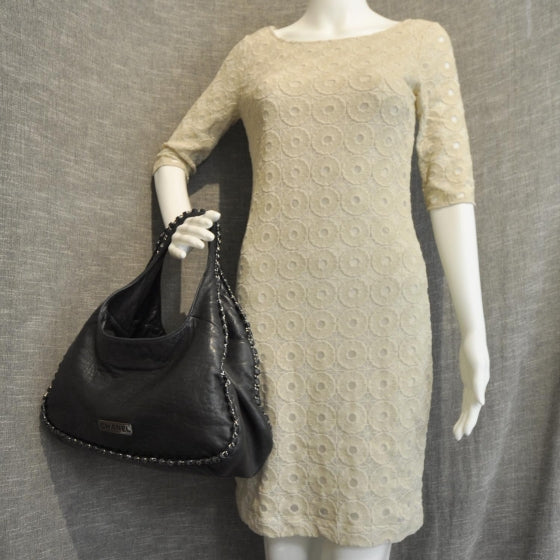 Leather Chain Hobo Black