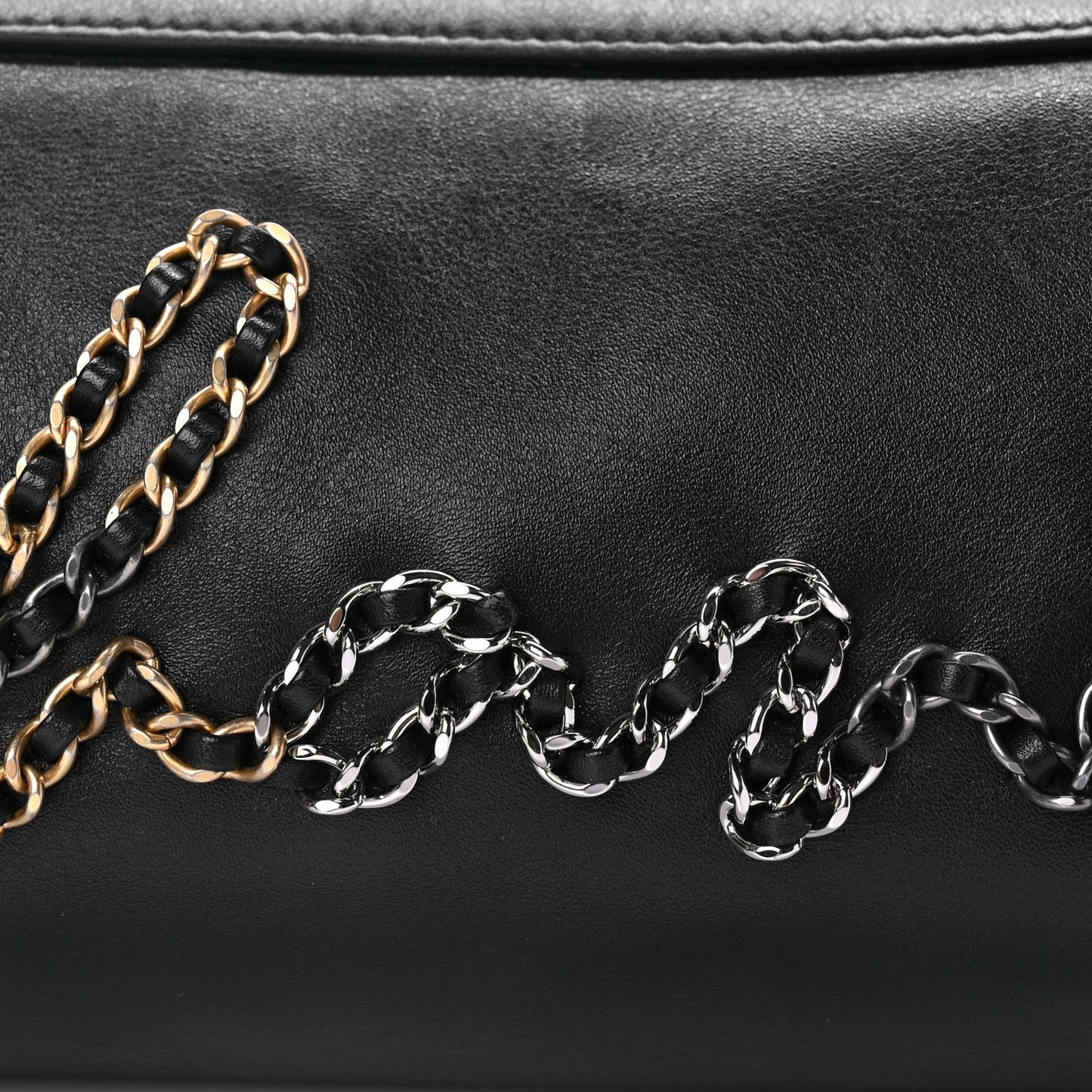 Calfskin Chain 20s Signature Bowling Bag Black