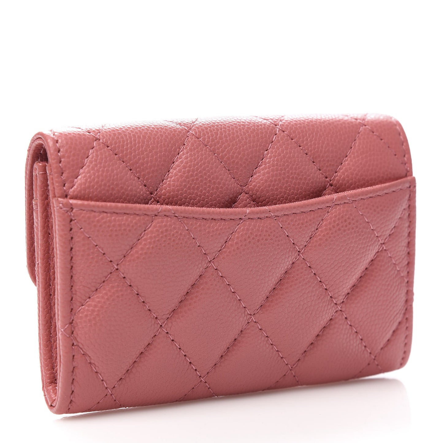 Caviar Quilted Flap Card Holder Pink