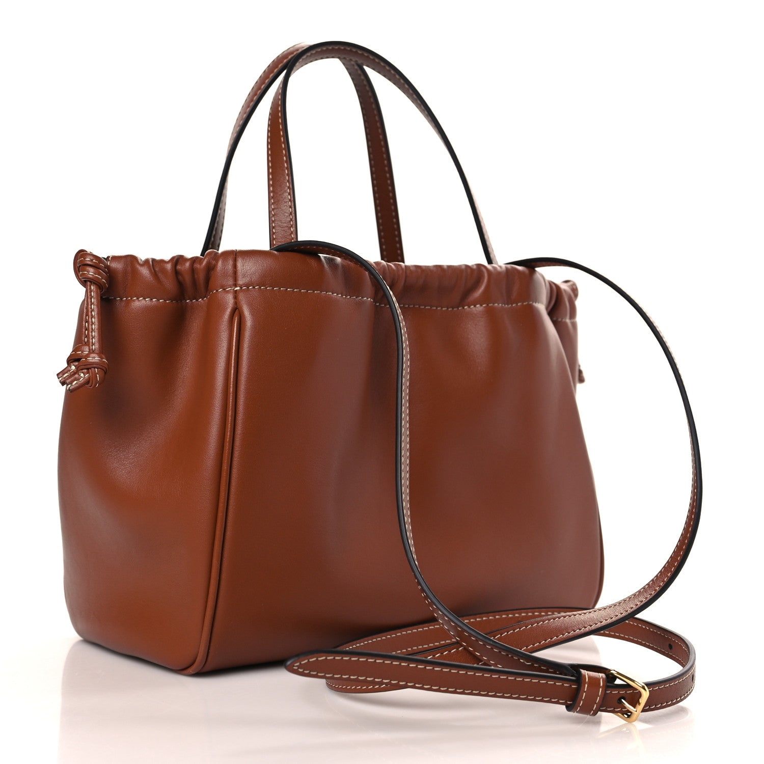 Celine Smooth Calfskin Cuir Small Triomphe Cabas Drawstring Tan 3 of 10