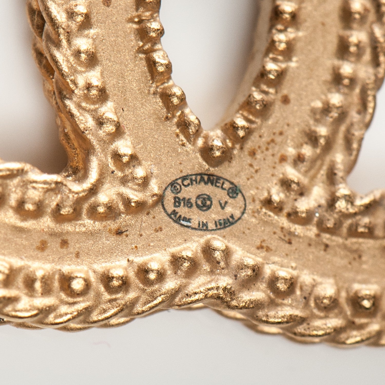 Chanel CC Drop Earrings Matte Gold 5 of 5