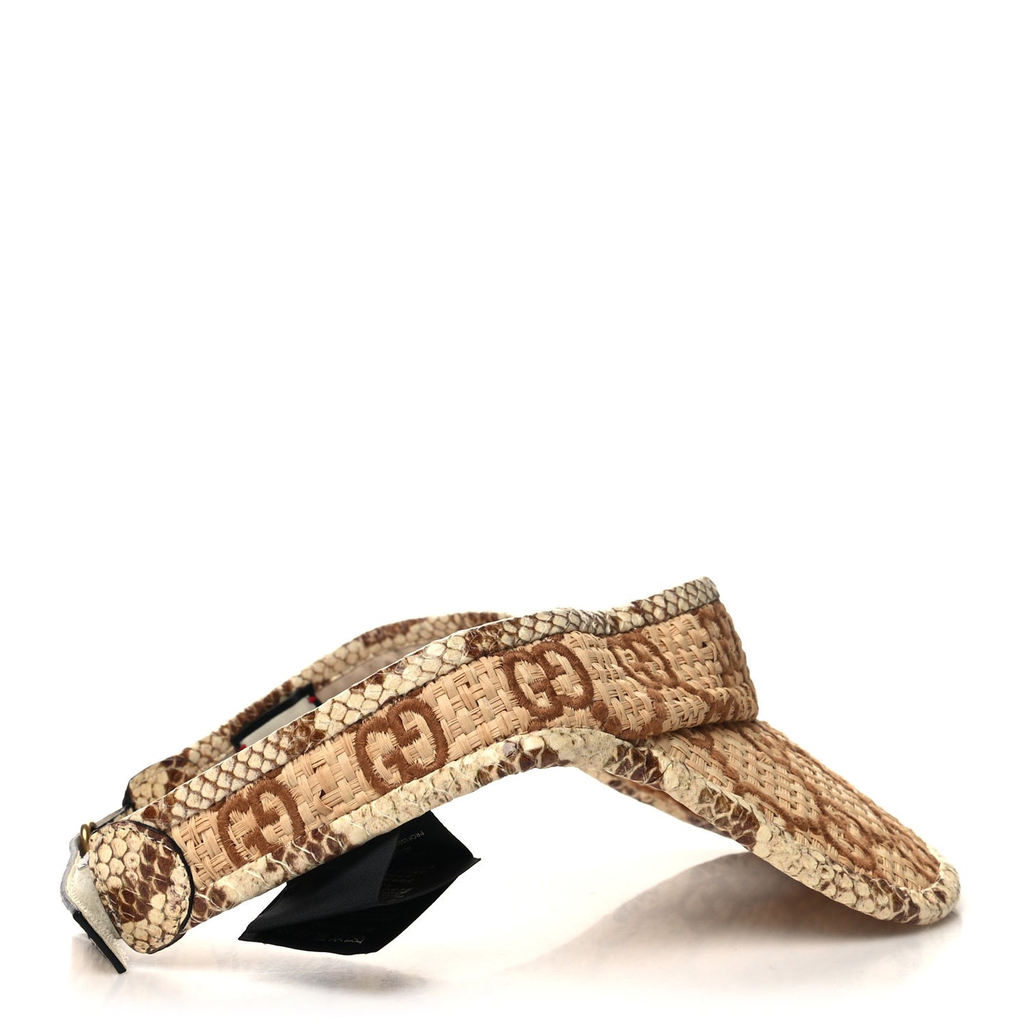 Raffia Cobra GG Embroidered Afraa Visor M Beige