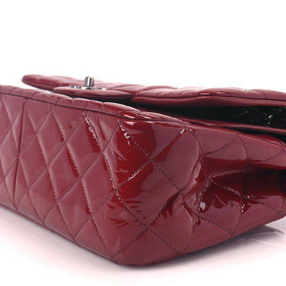 Chanel Patent Quilted Jumbo Double Flap Dark Red 9 of 9