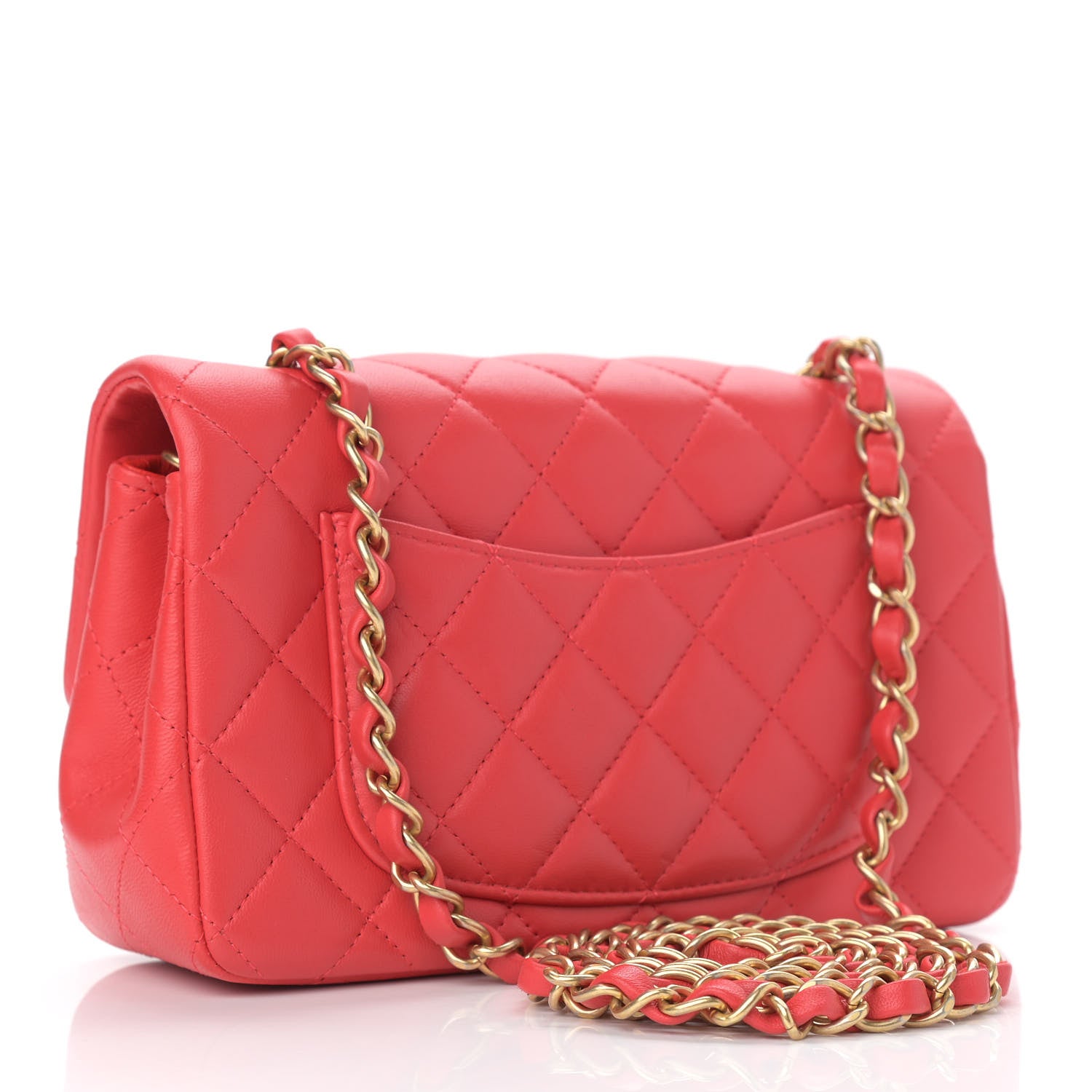 Chanel Lambskin Quilted Mini Rectangular Flap Coral 3 of 10
