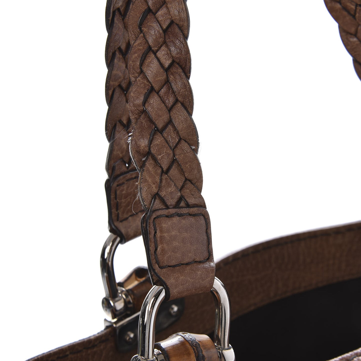 Calfskin Medium Bamboo Bar Tote Bag Brown