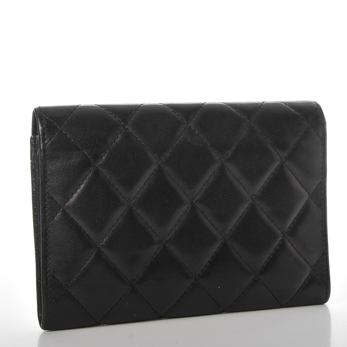 Calfskin Quilted Cambon Flap Wallet Black