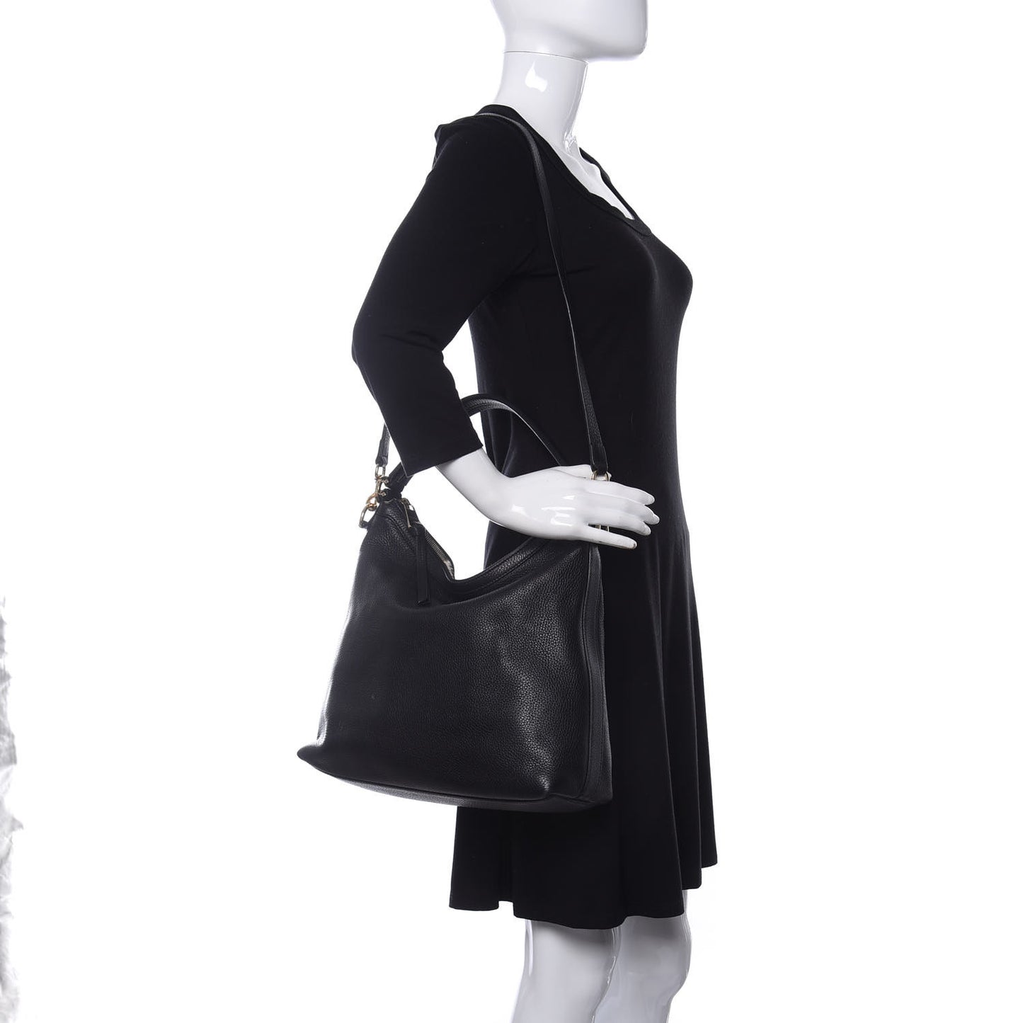 Pebbled Calfskin Small Miss GG Hobo Black