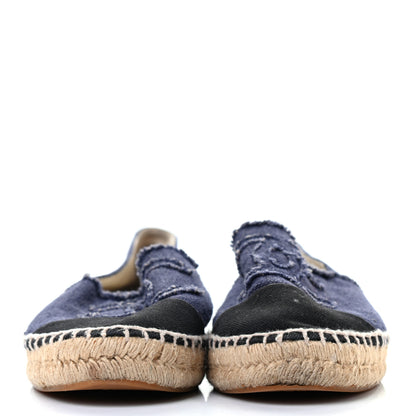 Chanel Denim Toile CC Espadrilles 40 Navy Black 2 of 9