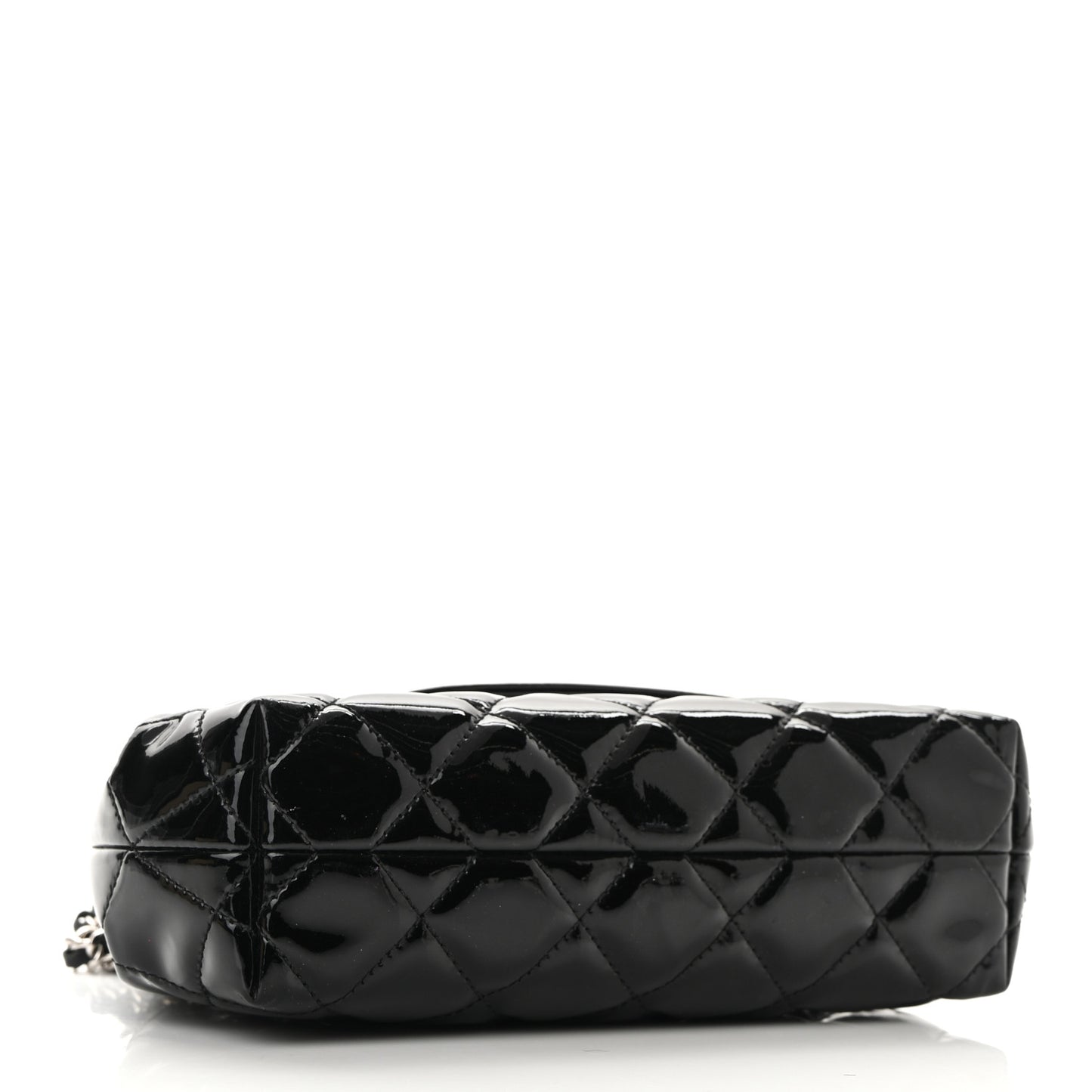 Patent Quilted Coco Shine Small Accordion Flap Black
