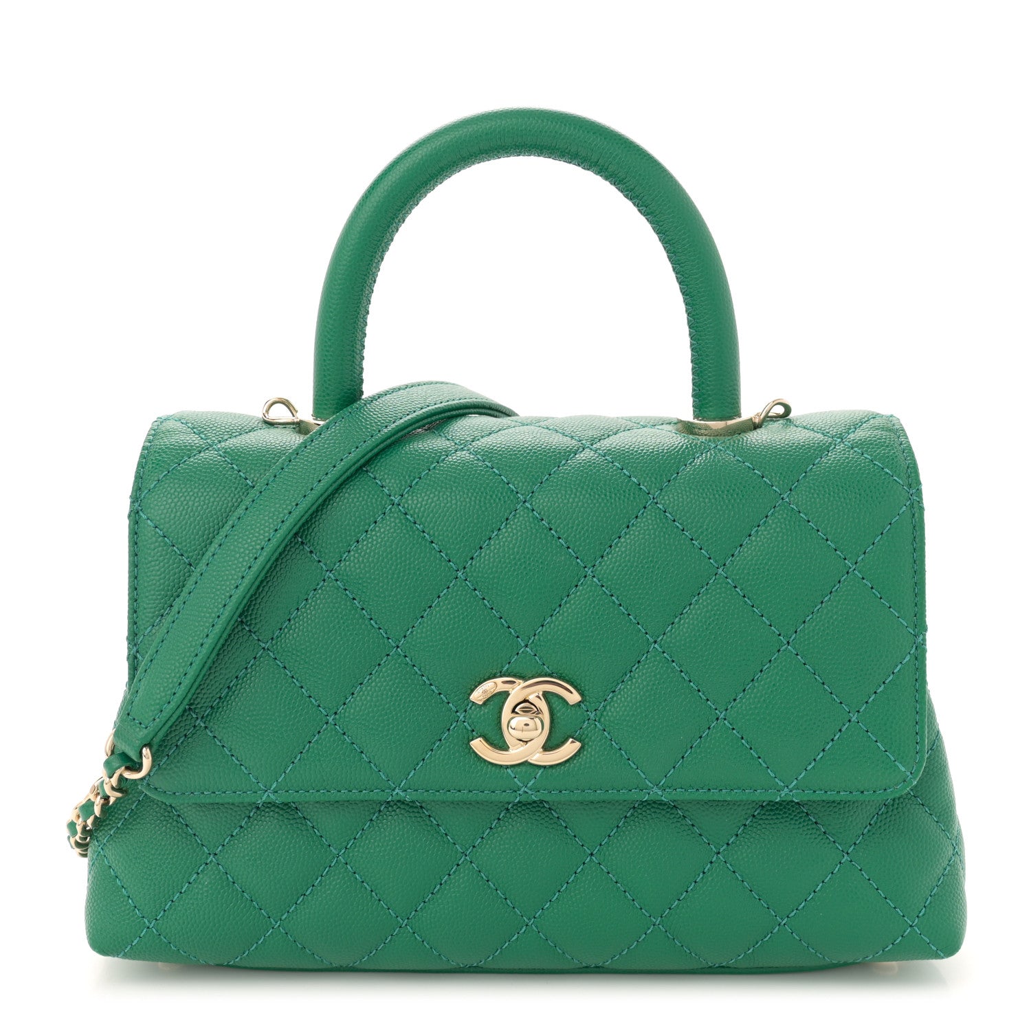 Chanel Caviar Quilted Mini Coco Handle Flap Green 1 of 11