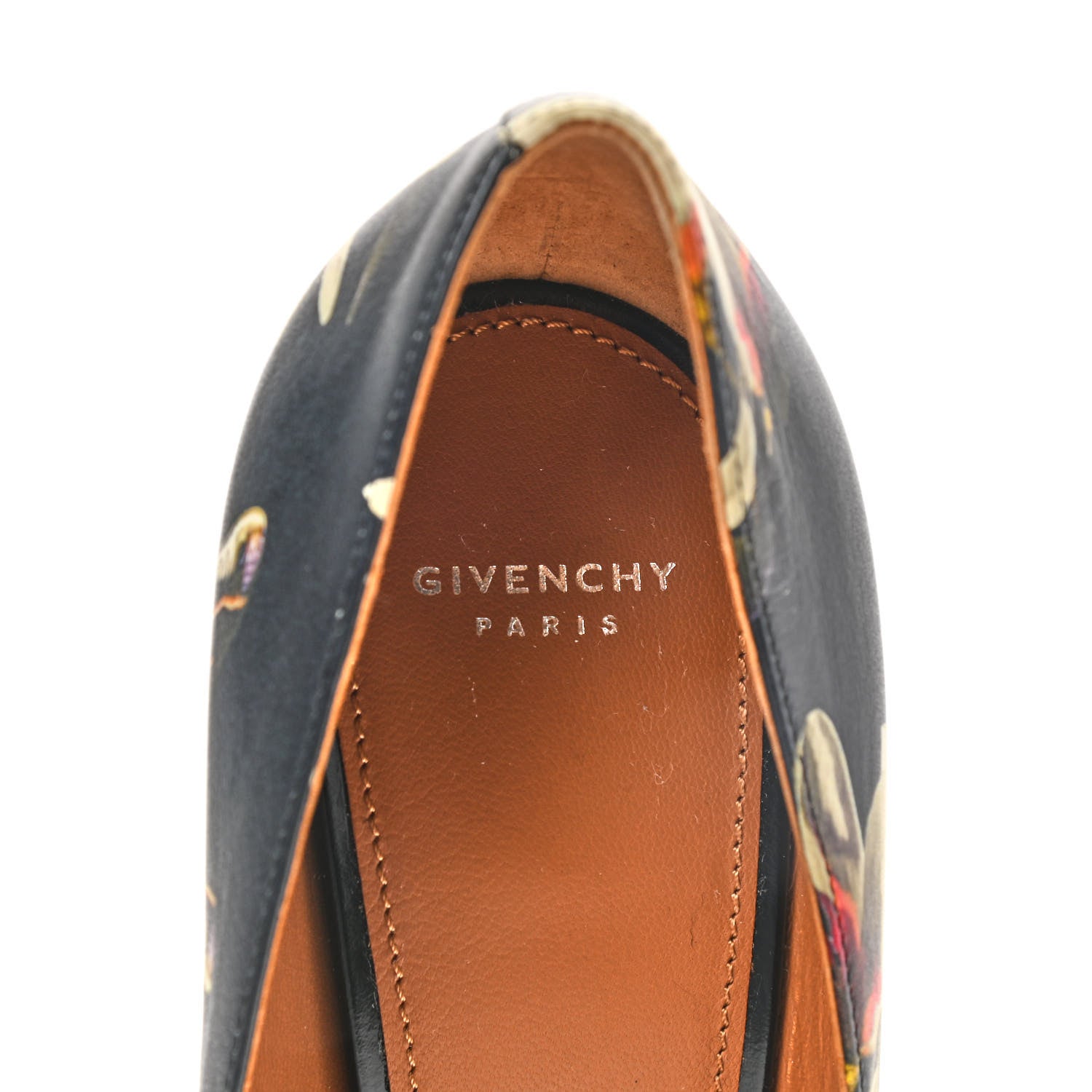 Givenchy Calfskin Floral Print Pointed Toe Pumps 37 Black Multicolor 8 of 9