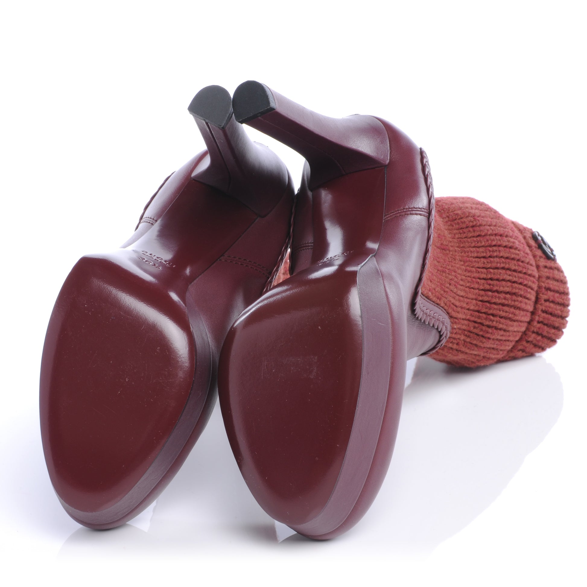 Gucci Leather Knit Platform Boots Heels 36.5 4 of 5