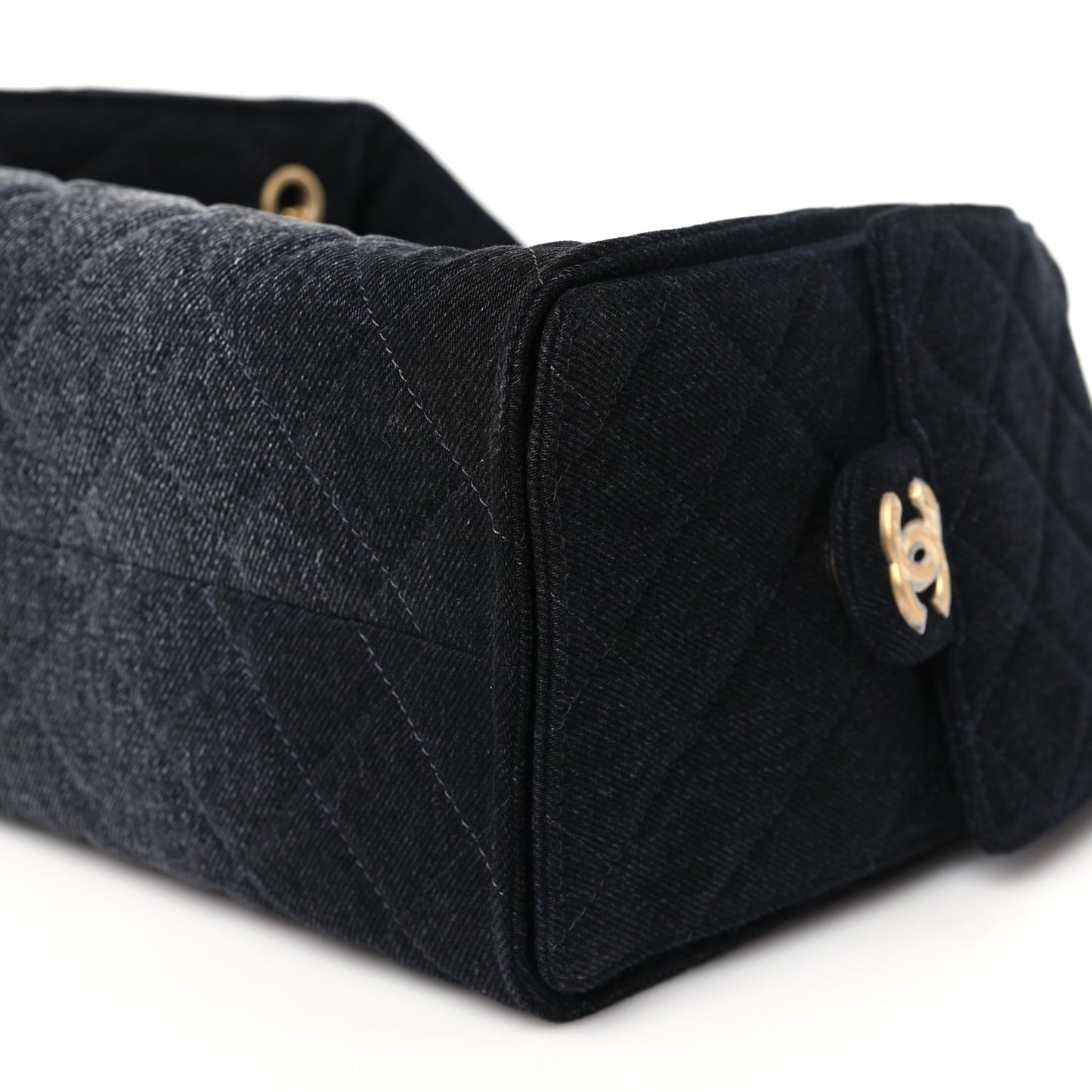 Washed Denim Quilted Small Chanel 25 Handbag Black