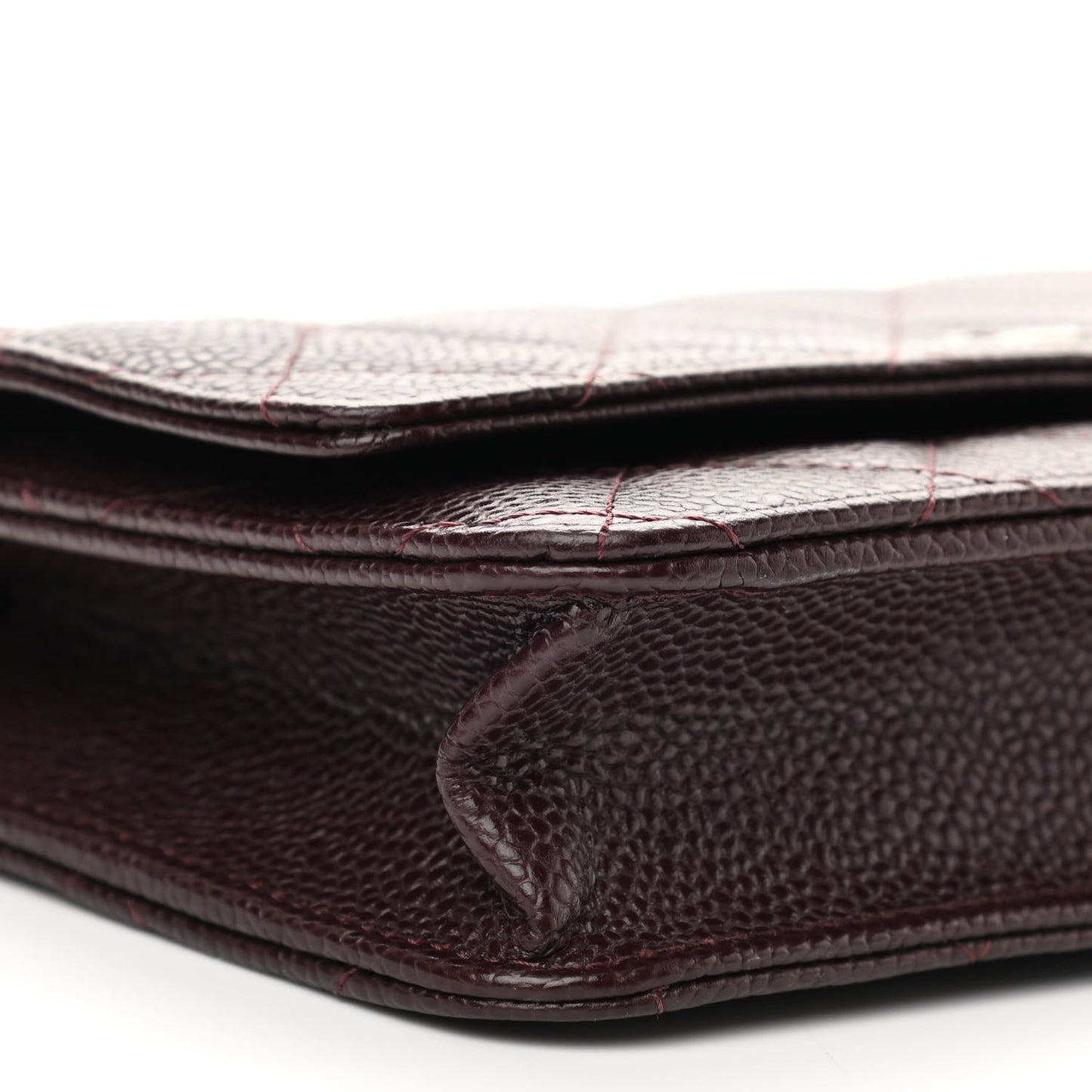 Caviar Quilted Wallet on Chain WOC Burgundy