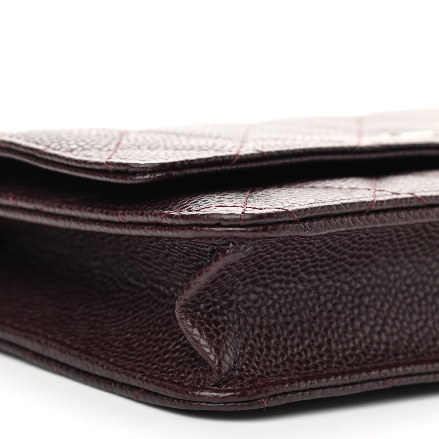 Chanel Caviar Quilted Wallet on Chain WOC Burgundy 10 of 11