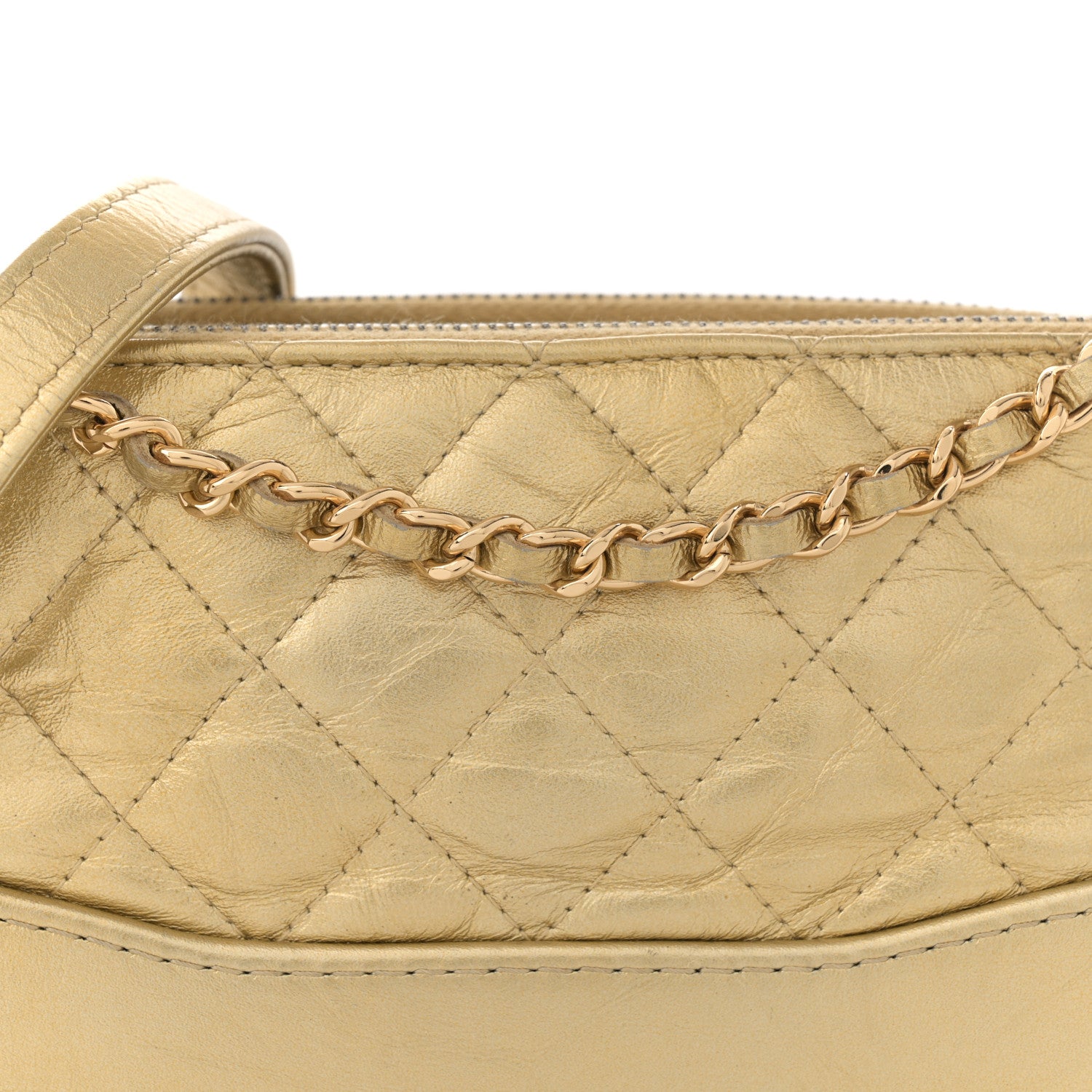 Chanel Metallic Aged Calfskin Quilted Small Gabrielle Clutch With Chain Gold 9 of 11
