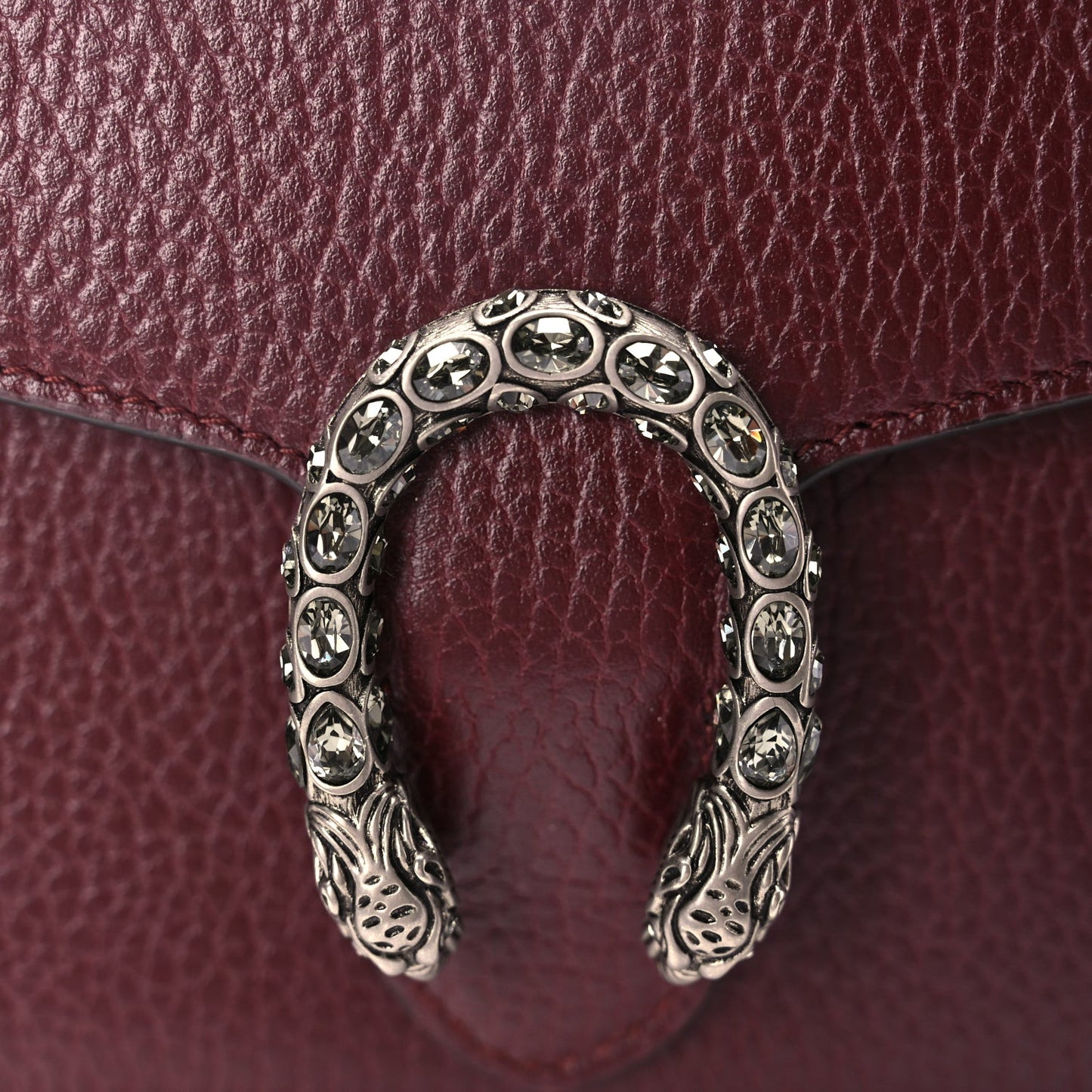 GUCCI Dollar Calfskin Crystal Mini Dionysus Chain Wallet Vintage Bordeaux