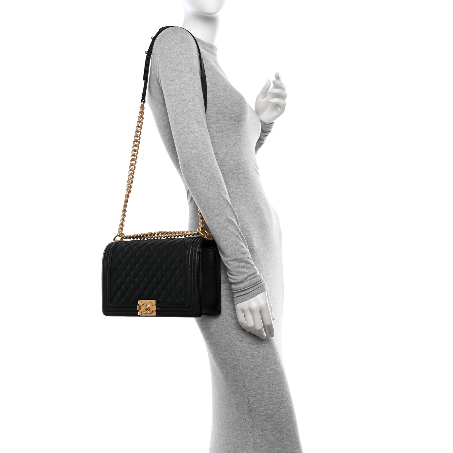 Calfskin Quilted New Medium Boy Flap Black