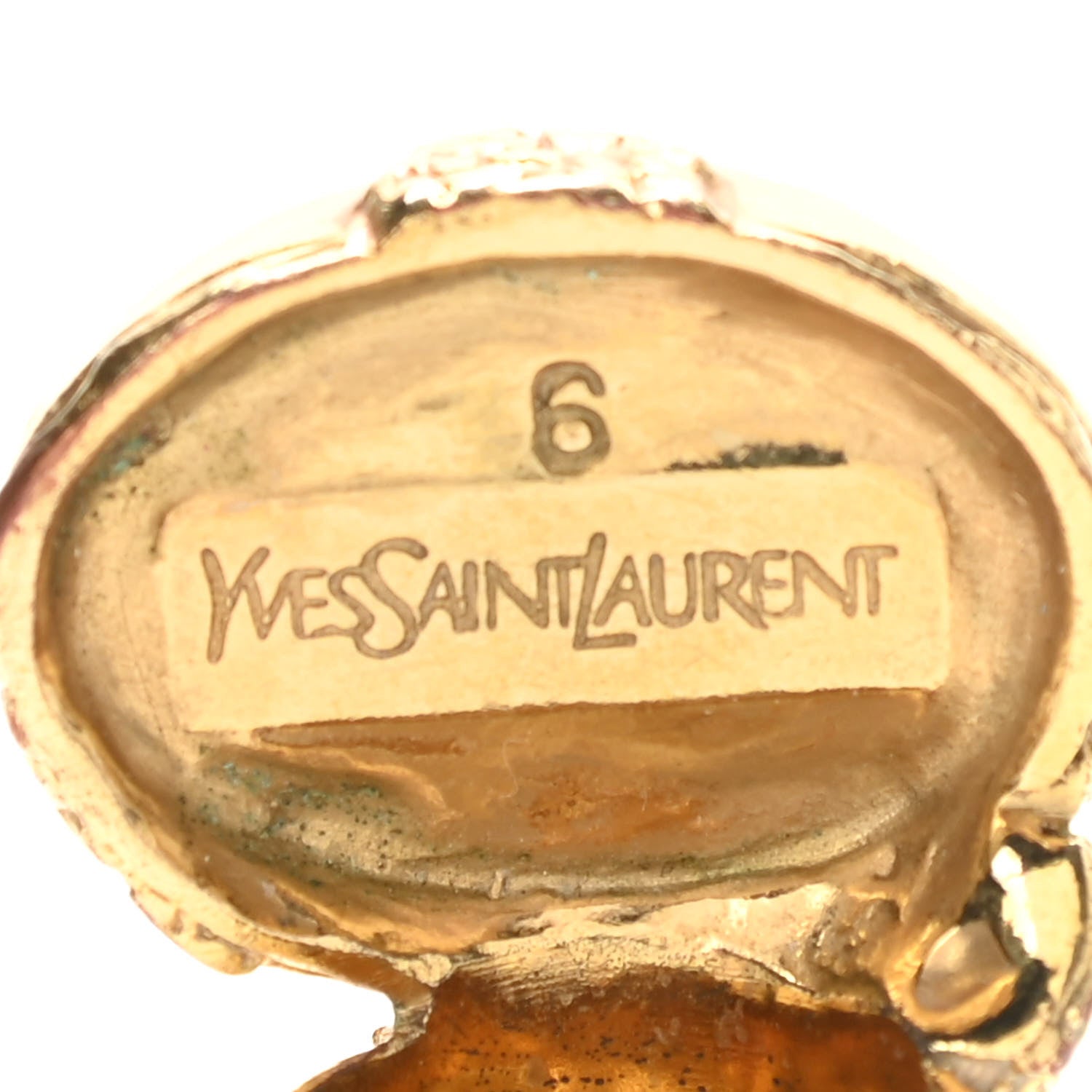 Saint Laurent Glass Cabochon Arty Ovale Ring 6 Gold Pink 4 of 5