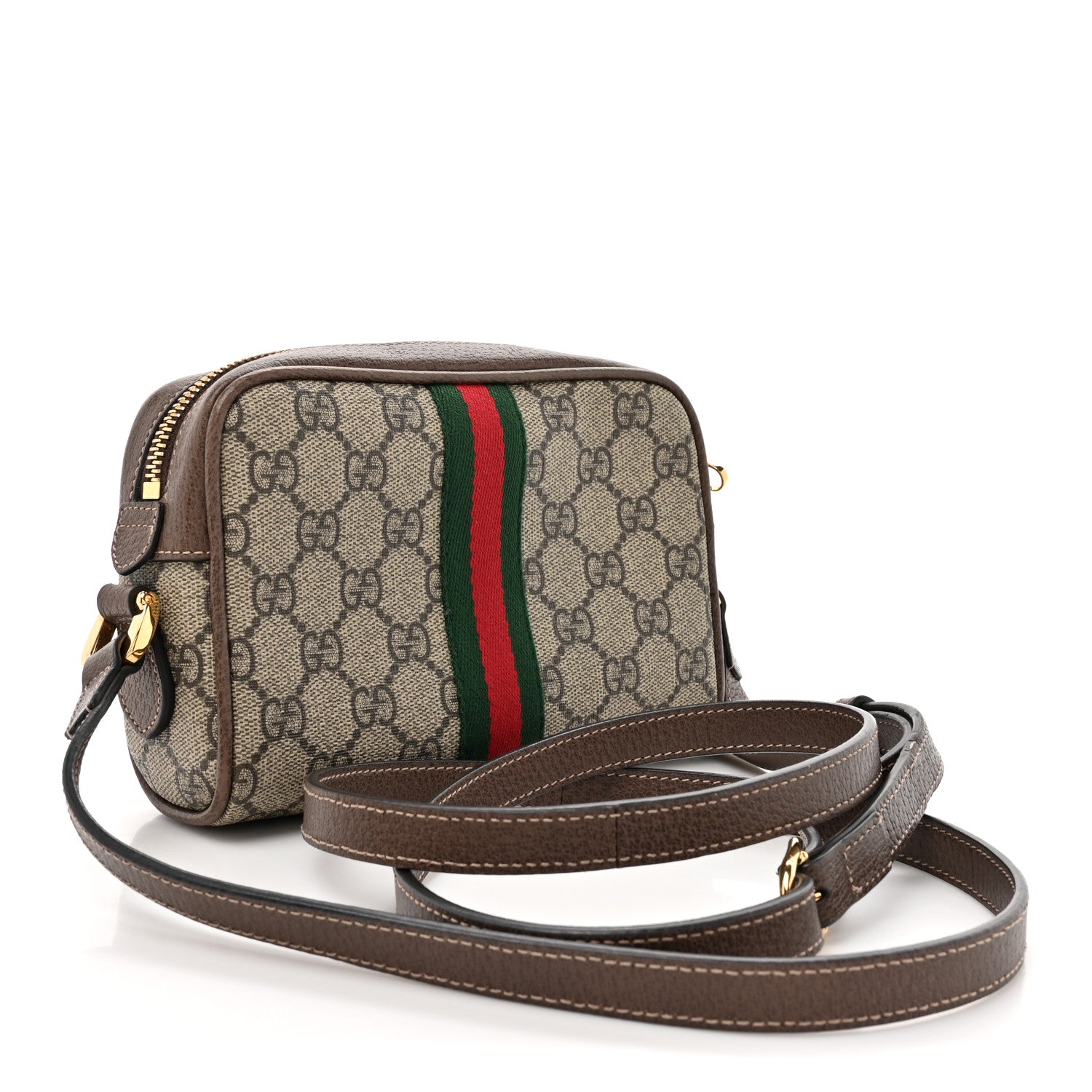 Gucci GG Supreme Monogram Web Mini Ophidia Shoulder Bag Brown 3 of 10