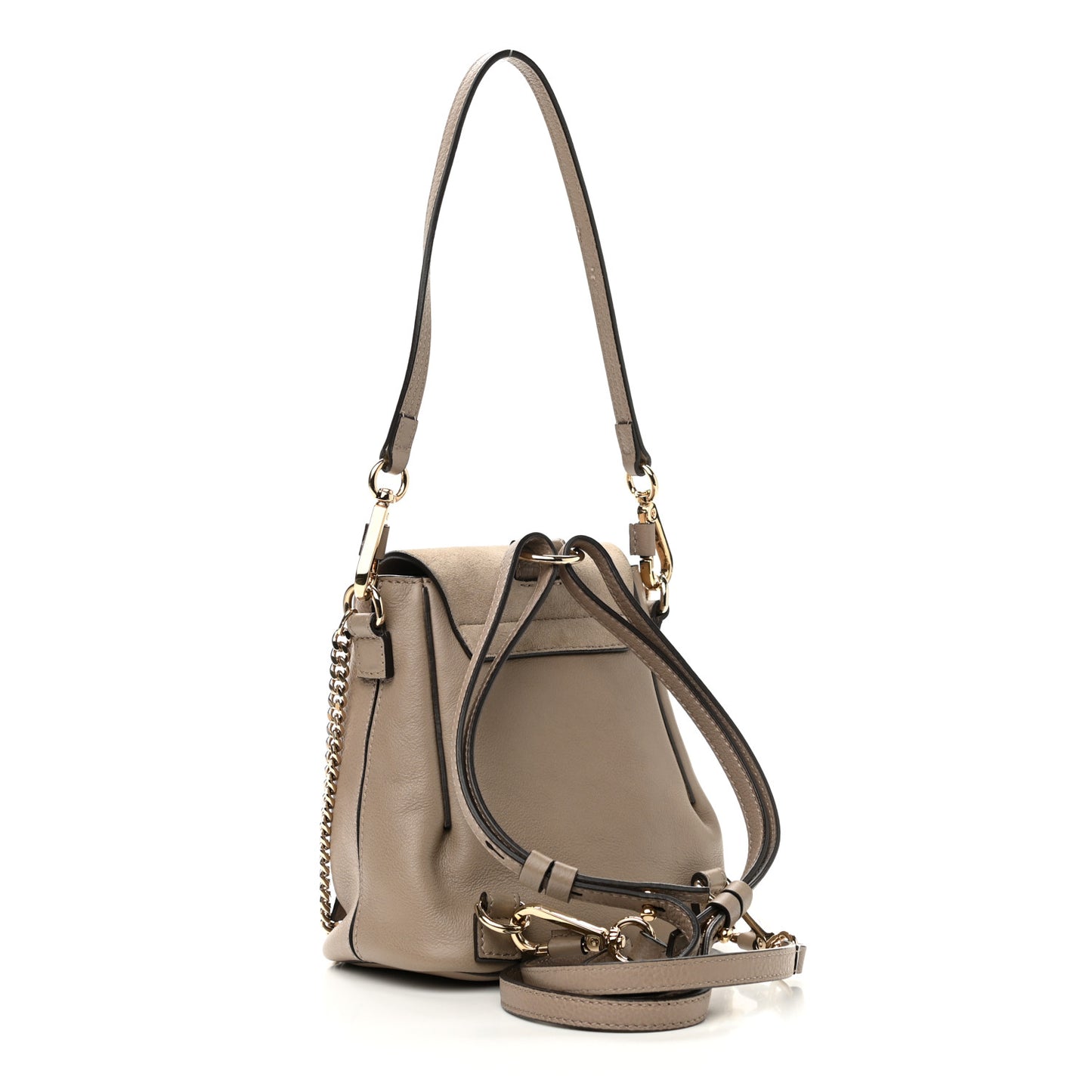 Suede Calfskin Mini Faye Backpack Motty Grey