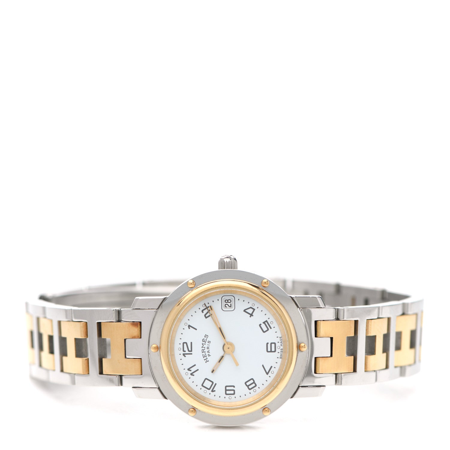 Hermes Stainless Steel 24mm Clipper Quartz Watch Gold 4 of 8