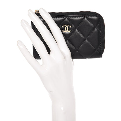 Chanel Lambskin Quilted Key Holder Case Black 2 of 8