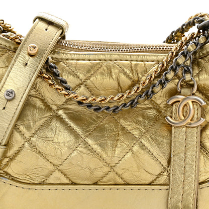 Chanel Metallic Aged Calfskin Quilted Small Gabrielle Hobo Gold 8 of 15