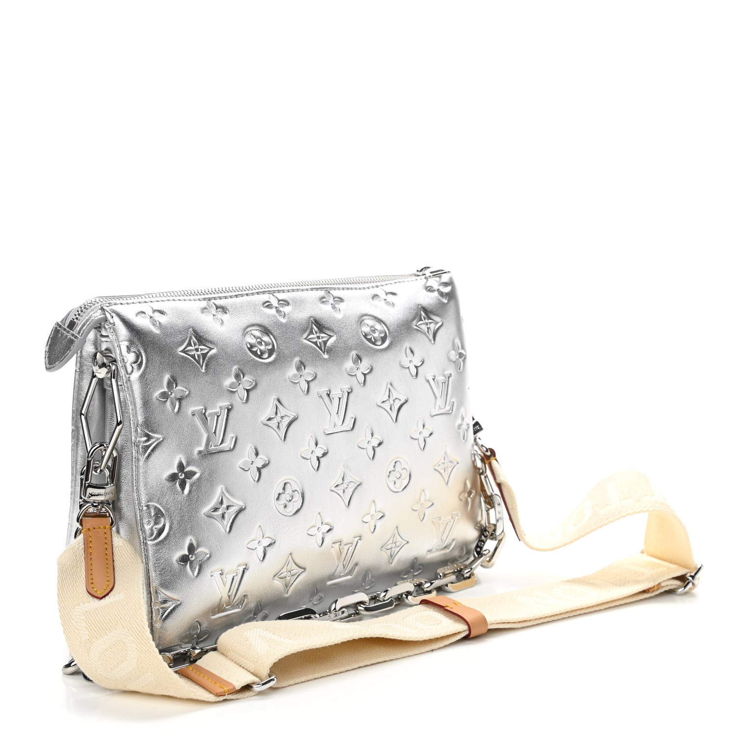 Louis Vuitton Metallic Lambskin Embossed Monogram Coussin PM Silver 3 of 9