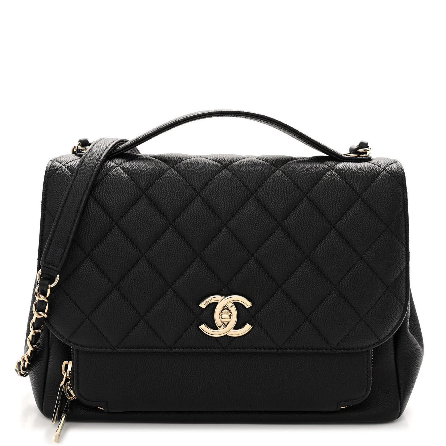 Caviar Quilted Large Business Affinity Flap Black