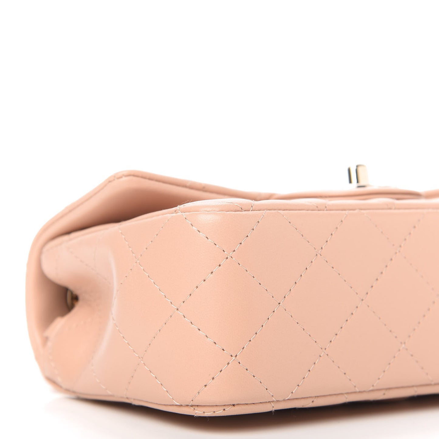 Lambskin Quilted Mini Rectangular Flap Beige