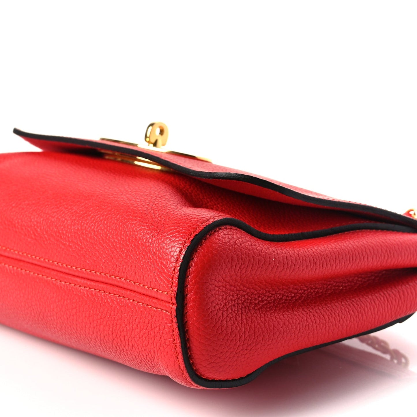 Small Classic Grain Calfskin Small Lily Flap Fiery Red