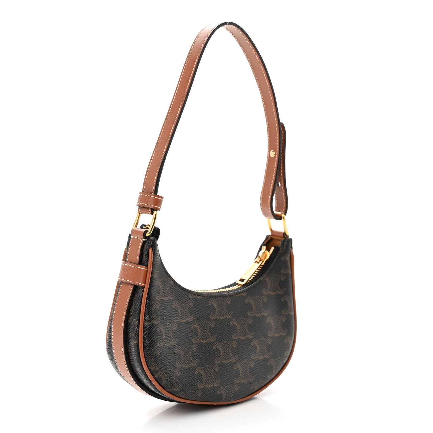 Celine Canvas Calfskin Mini Ava Triomphe Shoulder Bag Tan 3 of 9