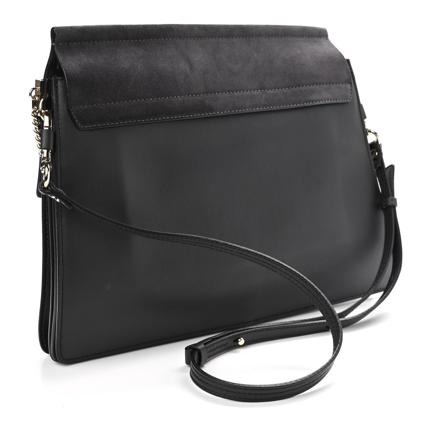 Suede Calfskin Medium Faye Shoulder Bag Carbon Grey