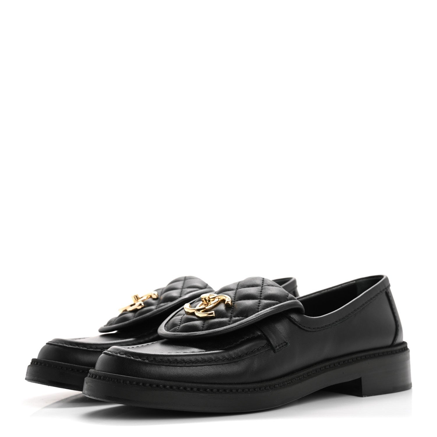 Chanel Lambskin Quilted CC TurnLock Loafers 36 Black 4 of 7