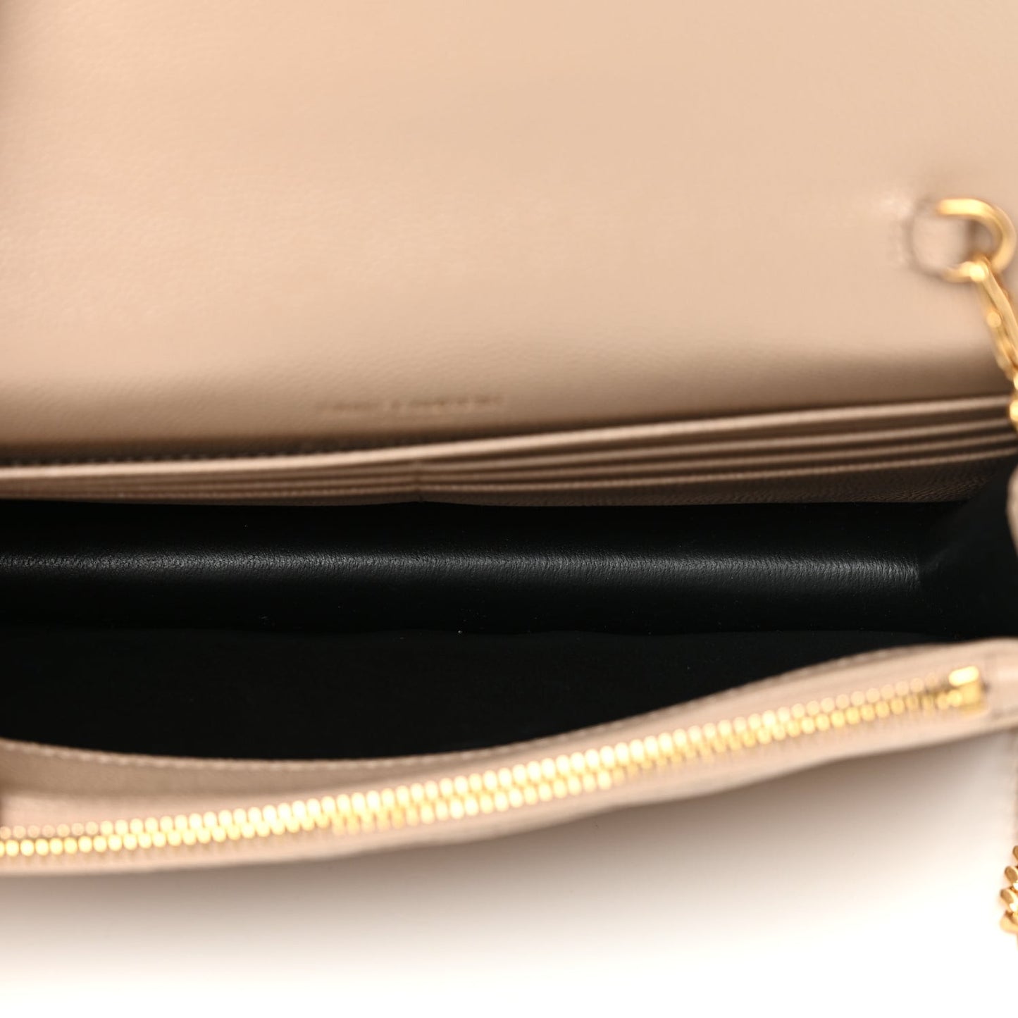 Grain De Poudre Matelasse Chevron Monogram Envelope Chain Wallet Dark Beige