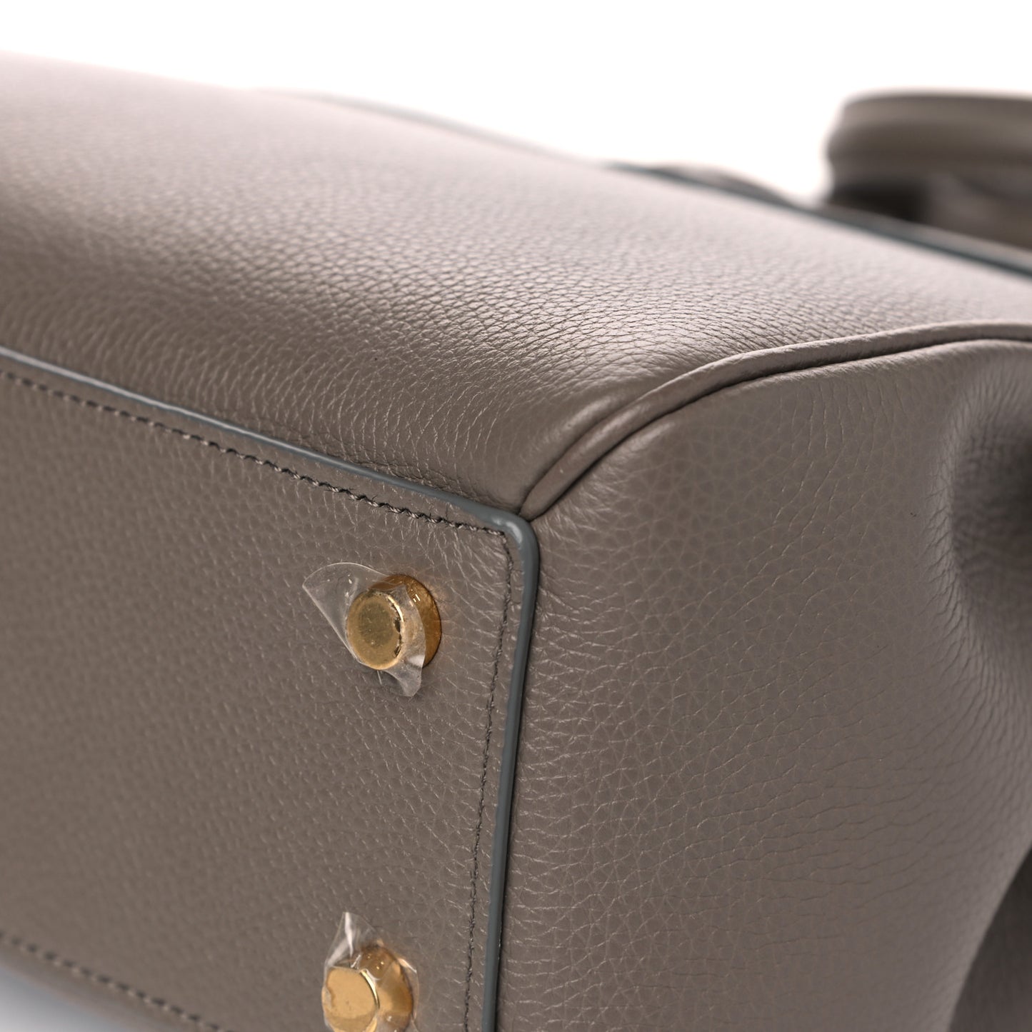 Grained Calfskin Small 16 Top Handle Bag Pebble