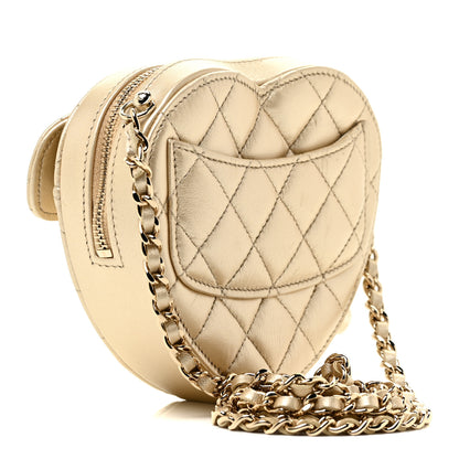 Chanel Metallic Lambskin Quilted CC In Love Heart Clutch With Chain Gold 3 of 12