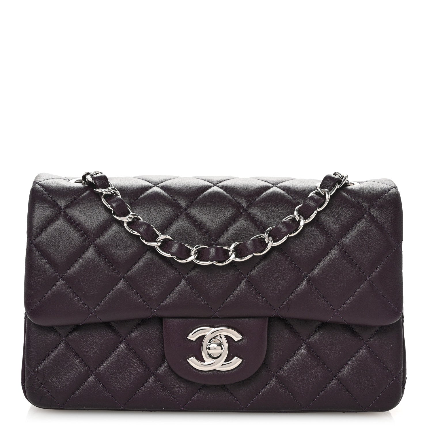 Chanel Lambskin Quilted Mini Rectangular Flap Dark Purple 1 of 11