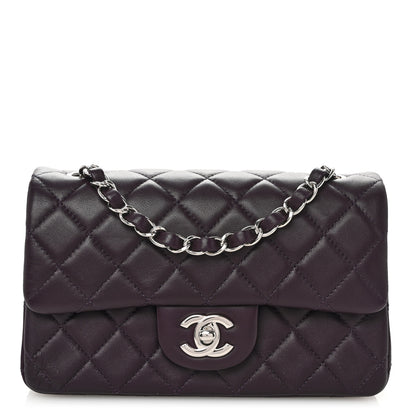 Chanel Lambskin Quilted Mini Rectangular Flap Dark Purple 1 of 11