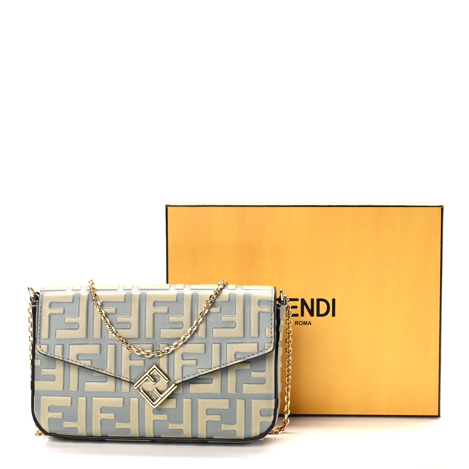 Fendi Vitello Liberty FF Diamonds Wallet On Chain Milk Sage 10 of 10