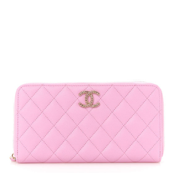 Chanel Caviar Quilted Perforated CC Long Zipped Wallet Pink 1 of 1