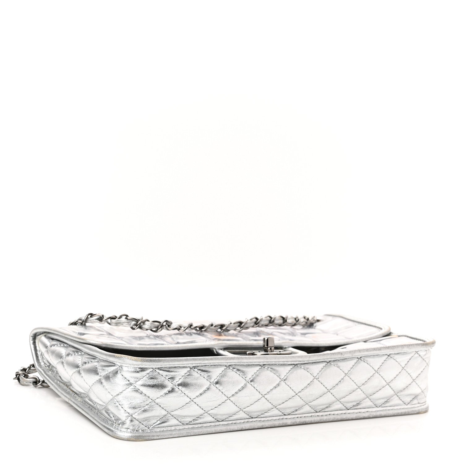 Chanel Vinyl Large Ice Cube Flap Silver 4 of 12