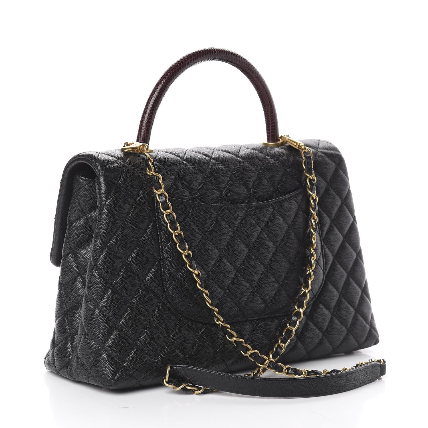 Chanel Caviar Lizard Quilted Medium Coco Handle Flap Black 2 of 8